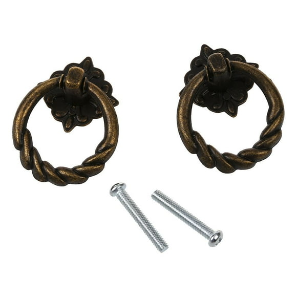 2pcs Vintage Cabinet Drawer Dresser Cupboard Pull Handle Knob with Screws--Antique Brass
