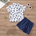 thumbnail image 6 of Tisuna Toddler Boys Summer Casual Outfit Dinosaur Print Short Sleeve Button Down Shirt And Shorts Set Lightweight Soft Baby Boys Beach Play Hawaii Clothing Set Blue, 6 of 6
