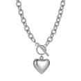 thumbnail image 1 of Collar de cadena para mujer. Collar de cadena cubana gruesa chapada con corazón y luna. Joyas suaves para la piel de la mujer., 1 of 7