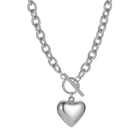 52CM Plated Copper Cuban Heart Moon Chain Necklace Tarnish Resistant Skin Friendly Women Daily Wedding Party Jewelry Gift