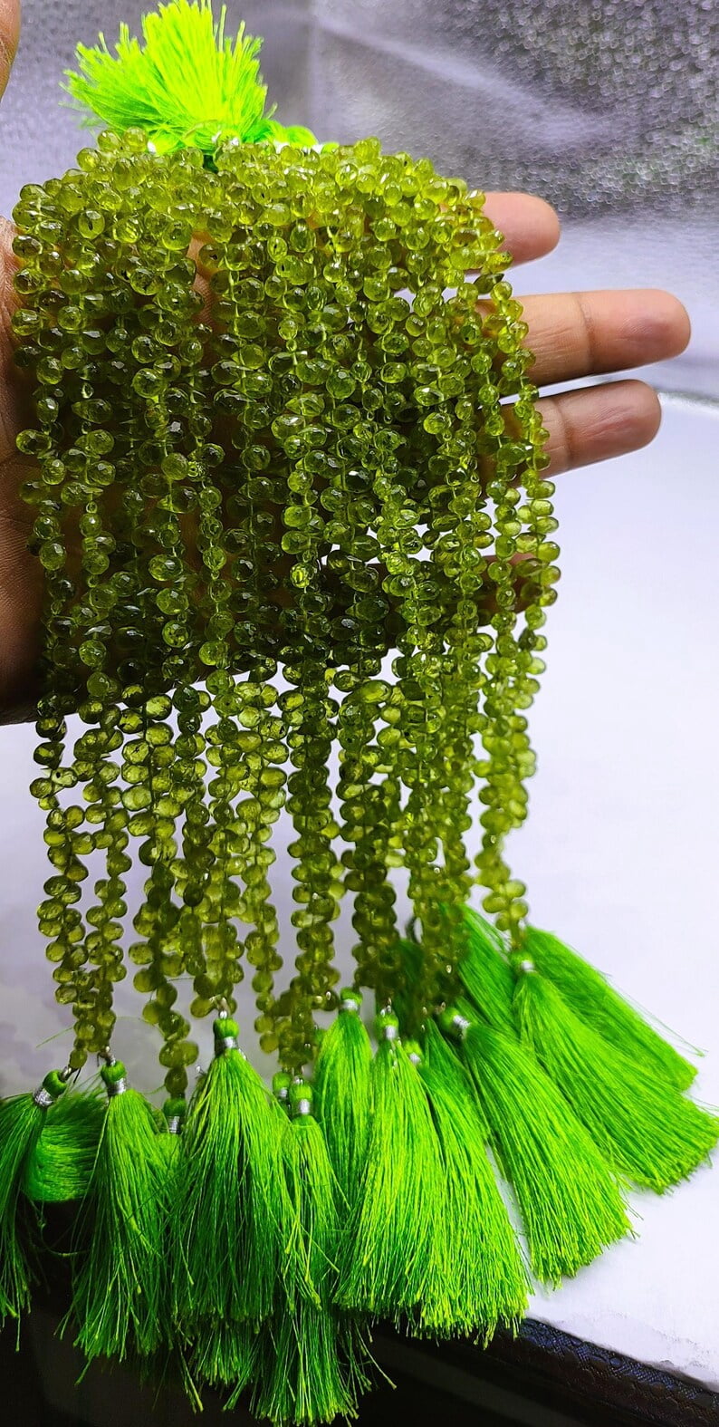 AAA Natural Peridot Faceted 4x6mm Teardrop Beads, AA+ Quality Green Gemstone Drops 8 Inch long For Jewelry Making Like Necklace , Bracelets, Earrings Gift for Mom