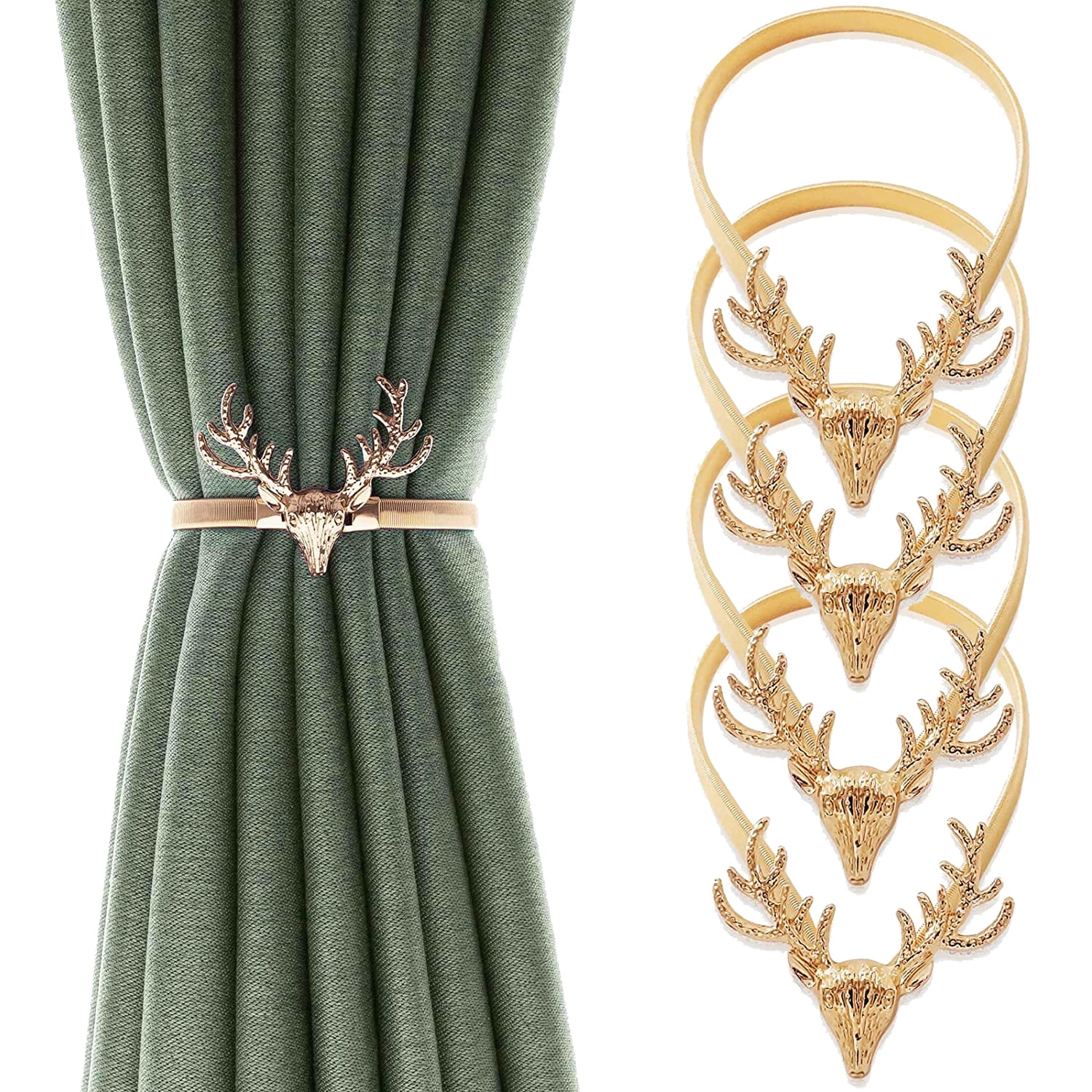 Adjustable Curtain Tiebacks, 4 pack Alloy Drapery Holdback Ties Backs for Window Curtain