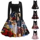 thumbnail image 3 of Vestido de Navidad Vintage de manga larga para mujer, cuello en V, estampado Floral, elegante, fiesta de Navidad, graduación, ropa de invierno, vestido Rockabilly, 3 of 5