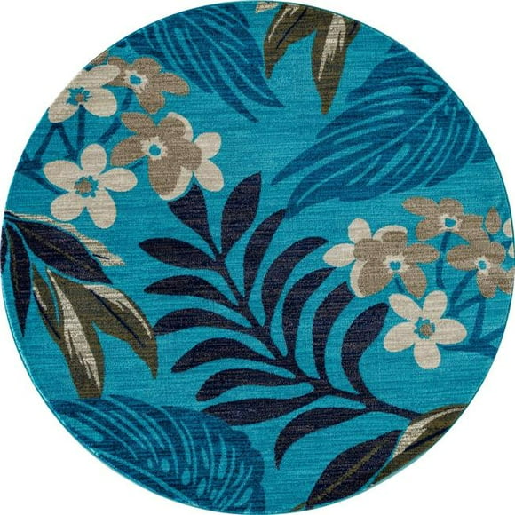 5 Pi Côte de Palmier Collection Tranquille Tissé Zone Ronde Tapis&44; Aqua