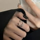 thumbnail image 3 of Anillo vintage, anillo de plata, anillo abierto en capas, anillo apilable retro, anillo ajustable, joyería para mujeres y niñas, anillo muy personal, punk gótico, 3 of 7