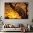thumbnail image 6 of Mudket Framed Leopard on Tree in Golden Sunset Canvas Wall Art, Jungle Leopard Print Wall Decor, Trendy Animal Wall Art Ready to Hang - 12"L x 8"W, 6 of 10