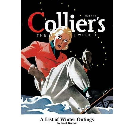 Cover to the magazine Colliers from March 9th 1940  A woman is recoving from a tumble in the snow on her skis  Art by Henry Heier Poster Print by Henry (Ski Magazine Best Family Resorts)