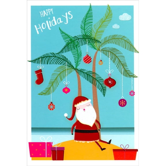 Pictura Cute Santa on Desert Island Christmas Card