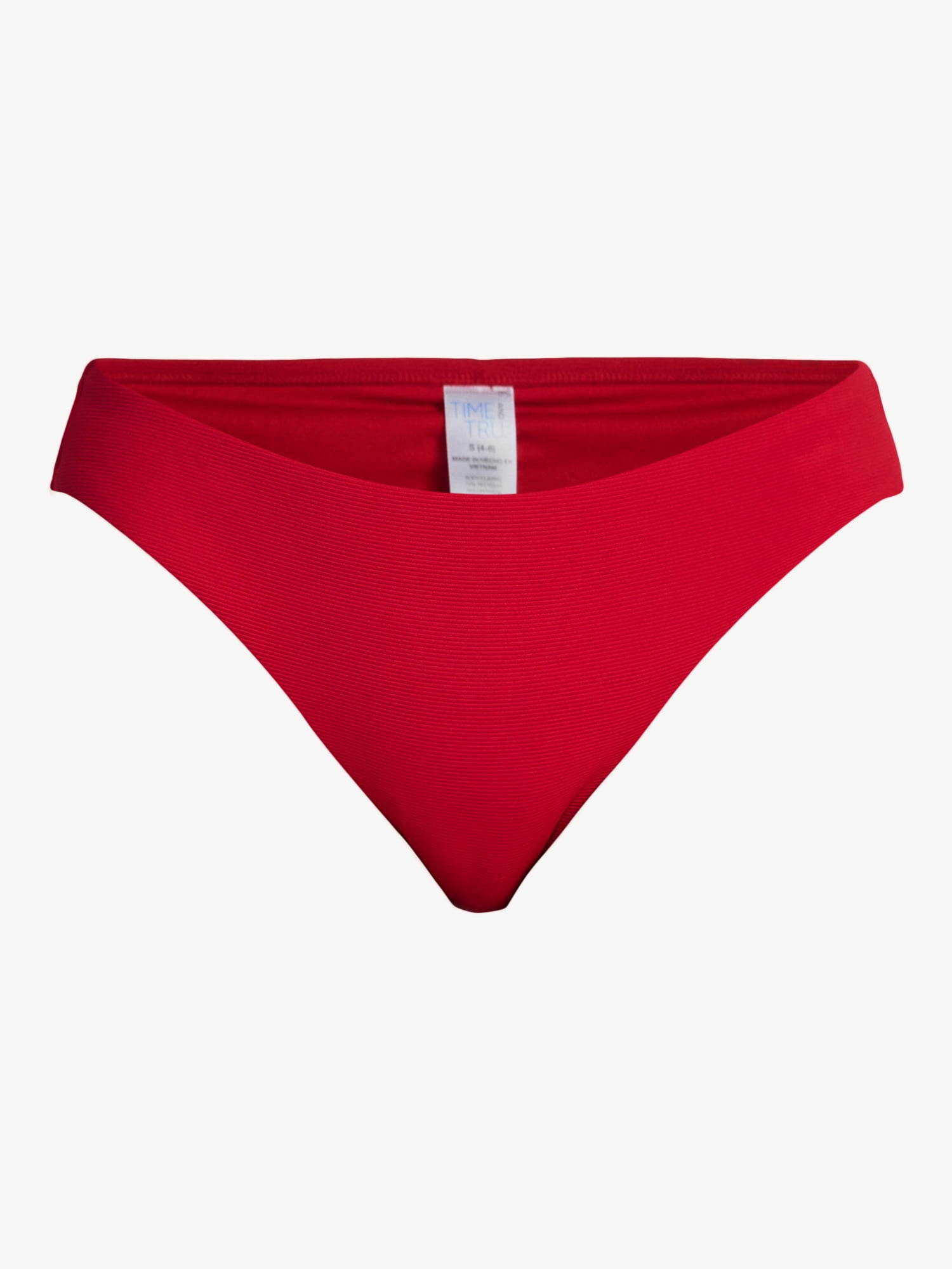 Time and Tru Women's and Women's Plus Size Ribbed Low Rise Bikini Bottoms, Sizes XS-3X