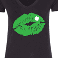 thumbnail image 4 of Inktastic St. Patrick's Day Lucky Lips with White Shamrock Women's V-Neck T-Shirt, 4 of 5