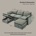 thumbnail image 3 of Aitjunz 85.83" U-Shaped Modular Sectional Sofa with Storage Seats and 2 Ottomans, 3-Seat Chenille Couch, Reconfigurable Sofa for Living Room, Green, 3 of 6