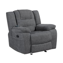 New Classic Furniture Redondo Chenille Glider Recliner in Dark Gray