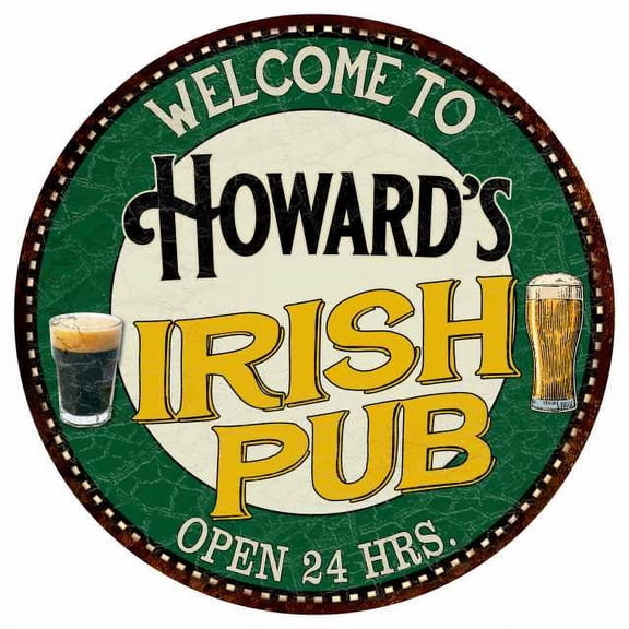Howard's Irish Pub 14" Round Metal Sign Kitchen Bar Wall Decor 100140036293