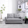 thumbnail image 2 of 3 in 1 Sleeper Sofa Couch Bed,Small Tufted Velvet Convertible Loveseat Futon Sofa Pullout Bed, with Storage Pockets Chaise for Living Room Apartment Lounge Foldable (Light Gray), 2 of 9