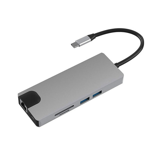 Concentrador USB C 9-EN-1 USB C Hub Type-C Docking Station Adaptador multipuerto con 4K HD 1080P VGA RJ45 Ethernet Puerto de carga USB 3.0 PD Lector de tarjetas de audio SD de 3,5 mm Compati 1 1