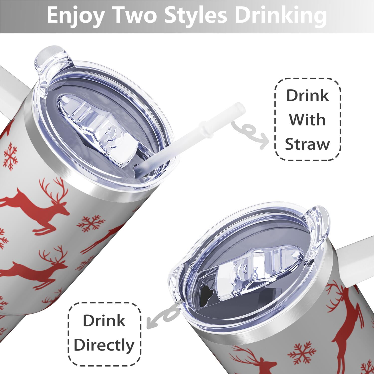 1pc 40 oz Christmas Tumbler with Lid and Straw Stainless steel Insulated tumblers Cute water bottle Travel/Gym coffee tumbler Gifts for Women/men
