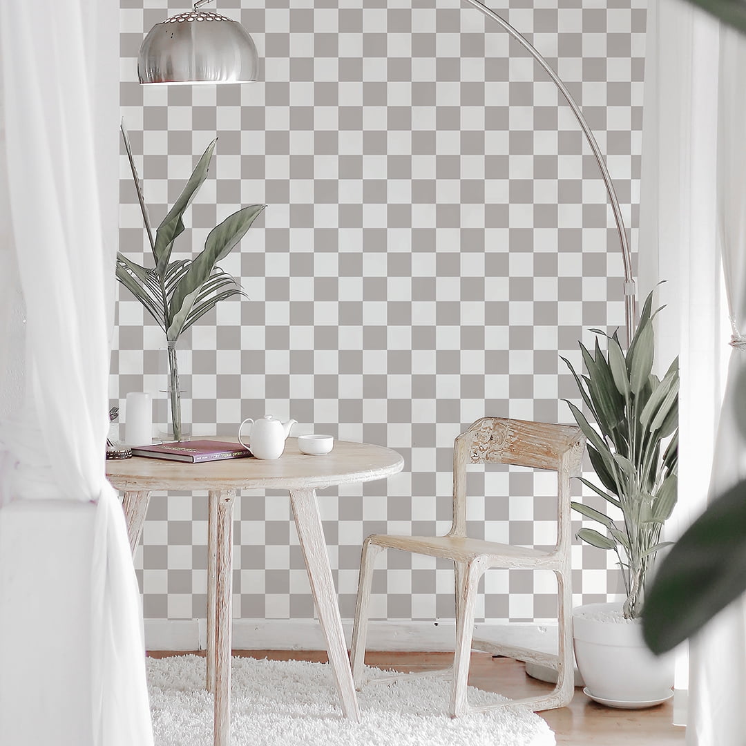 Tempaper Checkmate Grey Peel and Stick Wallpaper, 20.5" x 16.5'