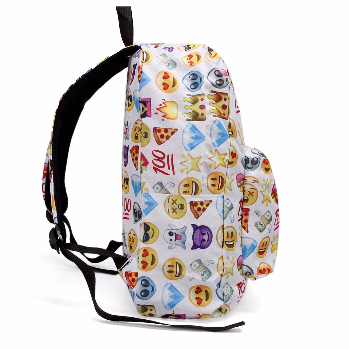 Fashion Emoji Backpack School Bag Travel White Emoji Backpack Shoulders