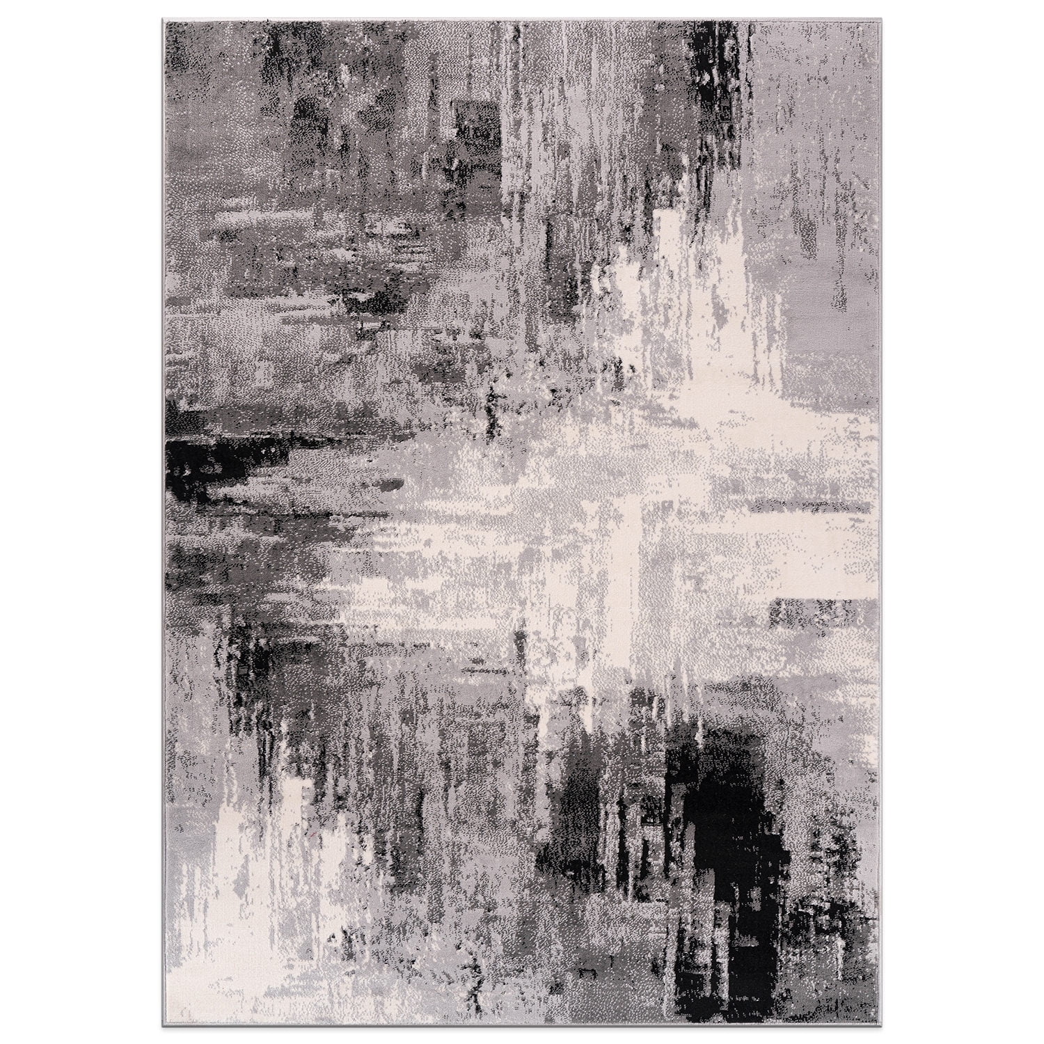 World Rug Gallery Bari Contemporary Abstract Art Area Rug - Black 5'x7'