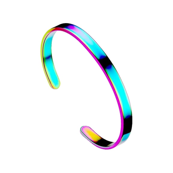 PAURO Adjustable Bracelets for Women Men Couples Cuff Bangle Colorful Black Silver Rose Gold Plated Stainless Steel Simple Personalized Chunky Arm Jewelry Colorful Wide 8MM