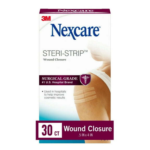 Nexcare Steri-Strip Skin Closure, Hypoallergenic, 1/4" x 4", 30 Count