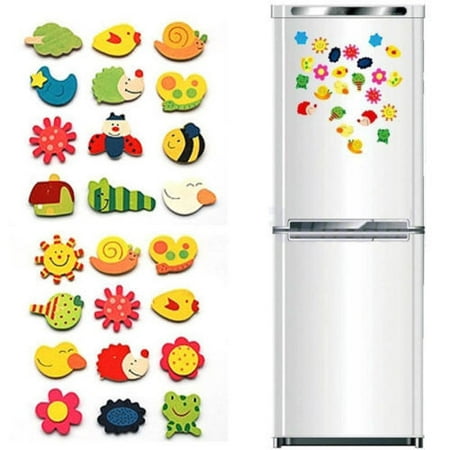 

Puloru 12p wooden cartoon refrigerator magnet household cute animals