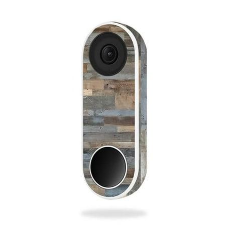 MightySkins NEHEL-Gray Wood Skin for Nest Hello Video Doorbell - Gray Wood