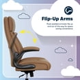 thumbnail image 6 of Serta® Torrington Big & Tall Office Chair, with Flip-Up Padded Armrests, Ultra-Comfortable ComfortCoils™ Seat Cushion Technology, Modern Executive Premium PU Desk Chair, Tan, 6 of 16