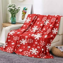 Fwttom Christmas Blanket, Red Holiday Reindeer Snowflake Printed Flannel Christmas Throw Blanket, Warm Winter Fleece Throw Blanket for Couch Sofa Decoration