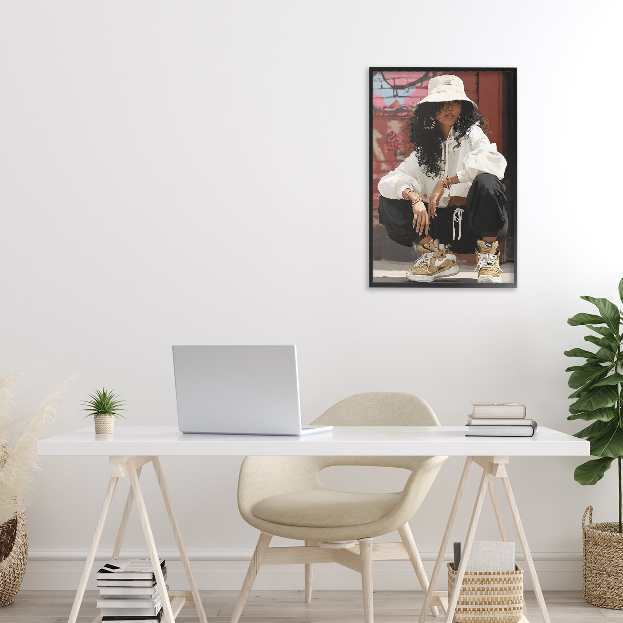 Stupell Industries Urban Streetwear Bucket Hat Black Framed Giclee Art, design by Franklyn Gregory