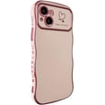 thumbnail image 2 of for iPhone 13 Case,Curly Wavy Grip Design Plated Love Heart Luxury Phone Case, Full Camera Lens Protection Fun Cute Side Small Pattern Electroplate Slim Soft Wave Case for iPhone 13,Pink, 2 of 16