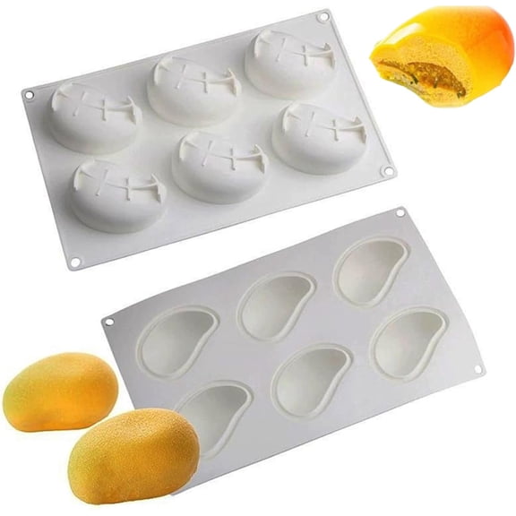 3D Mango Silicone Mold - 6-Cavity Food-Grade Tray for Chocolate, Mousse, Jelly & Ice Cubes, Non-Stick Baking Mold for Party Desserts, Cake Decorating & DIY Gifts(XX)