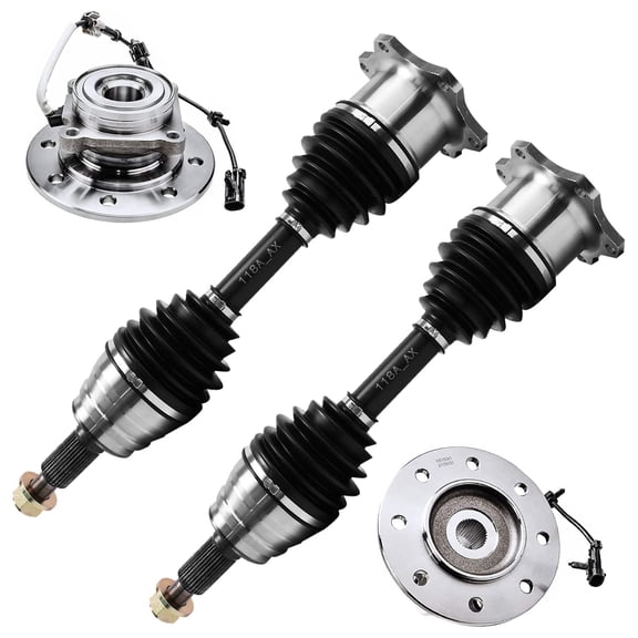 Detroitaxle - 4WD Front CV Axle   Wheel Hub Bearing Assembly for 1996-2000 Chevy GMC K2500 Suburban, K3500 1997 1998 1999 - 4pc Set