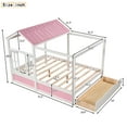 thumbnail image 7 of Full Size House Bed, Solid Wood Platform Bed Frame with Roof, Window and Storage Drawer, Modern Fun Platform Bed for Boys and Girls, Sturdy Slats Support, No Box Spring Needed, Pink+White, 7 of 7