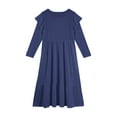 thumbnail image 4 of Abcomgle Girls Dresses Size 10-12 Casual A-Line Ruffle Long Sleeve Maxi Dress Solid Color Crew Neck Sundresses Summer Tiered Dresses with Pockets,Dark Blue, 4 of 5