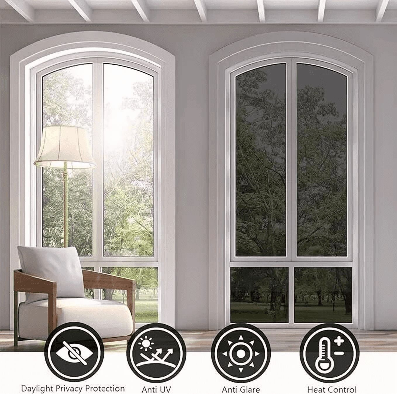 20"×197" Blue One-Way Mirror Thermal Insulation Window Film for Home Use, Reflects UV Rays, Protects Privacy