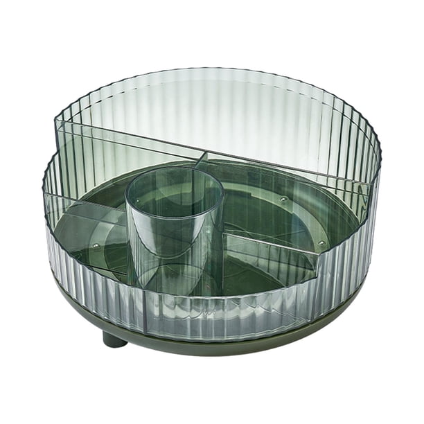 Organizador giratorio de maquillaje, soporte para brochas de maquillaje, caja de almacenamiento de cosméticos Verde sin tapa