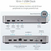 USB4 Docking Station, USB-C 40Gbps, up to Dual 4K 60Hz HDMI, Multi-Monitor Dock, 6-Port USB Hub, 2.5GbE, 100W Power Delivery