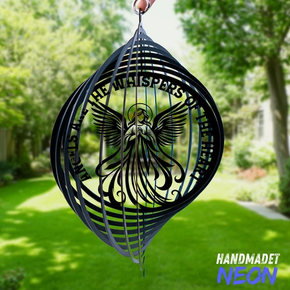 Handmadetneonsign Angel Wind Spinner, Metal Hanging Ornament, Outdoor Hanging Decoration 132522