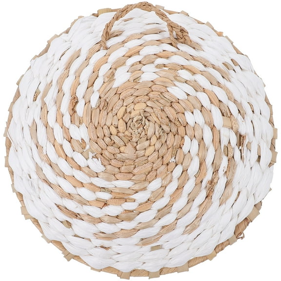 Woven Wall Hanging Baskets for Home Decor Multi Color Round Grass Tray 7.8 Inches
