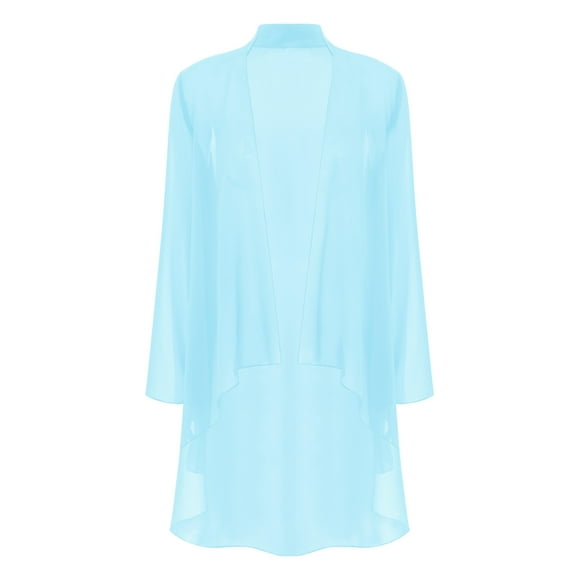 Jowowha Womens Kimono Cardigans Sheer Chiffon Cover Ups Casual Loose Open Front Bolero Outerwear Light Blue 3XL