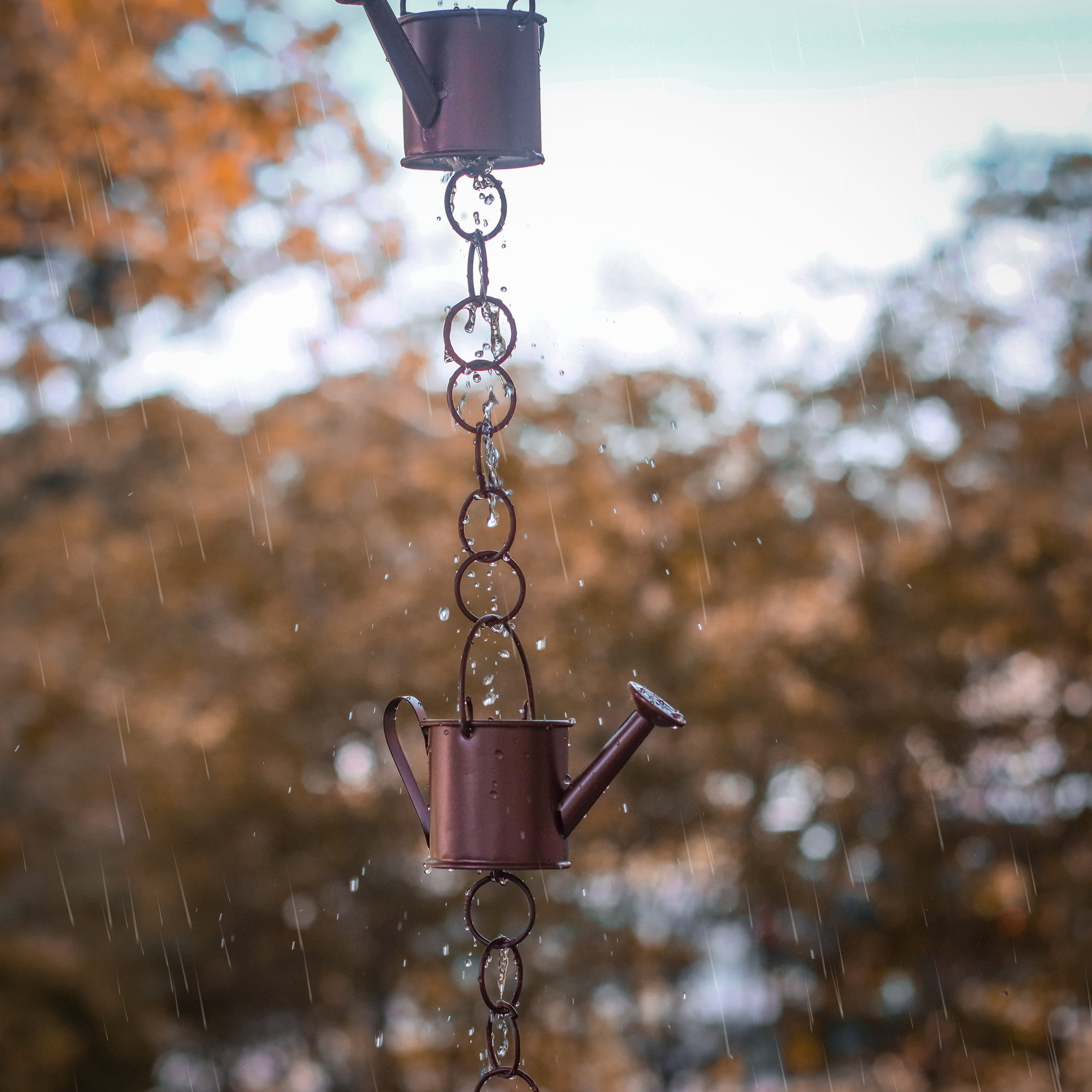 Copper Colored Rain Chain for Gutters & Downspouts (Umbrella Design)