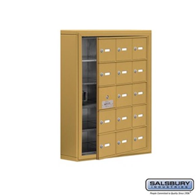 SalsburyIndustries 19155-15GSK Cell Phone Storage Locker With Front Access Panel - 5 Door High Unit, Gold