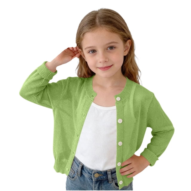 Niña Pequeña Manga Larga Tops Color Sólido Princesa Punto Suéter con Protección Solar, Aire Acondicionado Suéter Cardigan para Uso Diario Casual, Abrigo Suave
