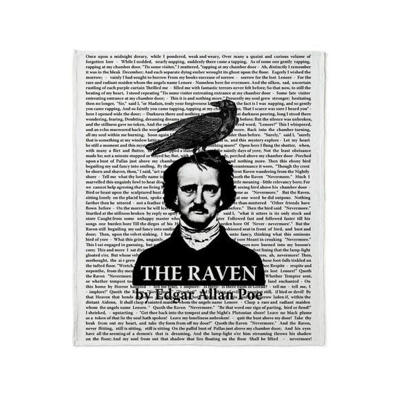 CafePress - The Raven By Edgar Allan Poe Throw Blanket - Soft Fleece Throw Blanket, 50"x60" for All Ages