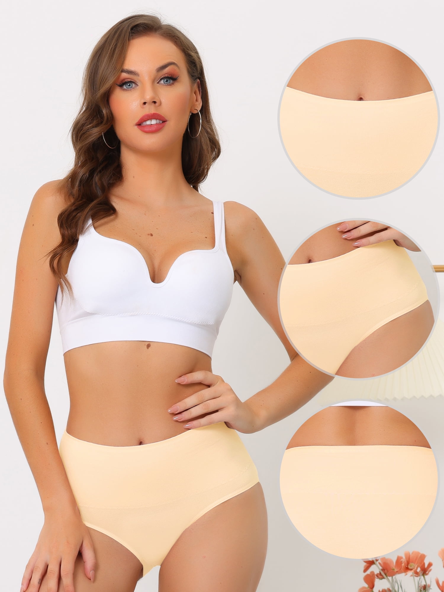 DARING DIVA Women's High Waist Shaping Tummy Control Panties Brief L Beige