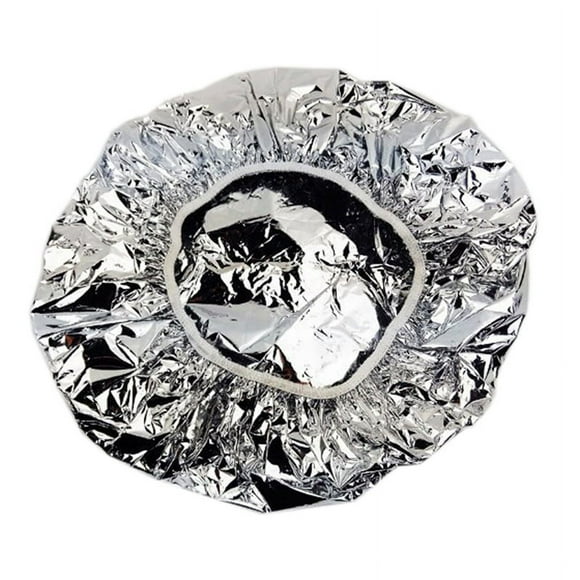 Heat Insulation Aluminum Foil Hat Elastic Bathing Cap for Women Hair Salon Bathroom -Silver