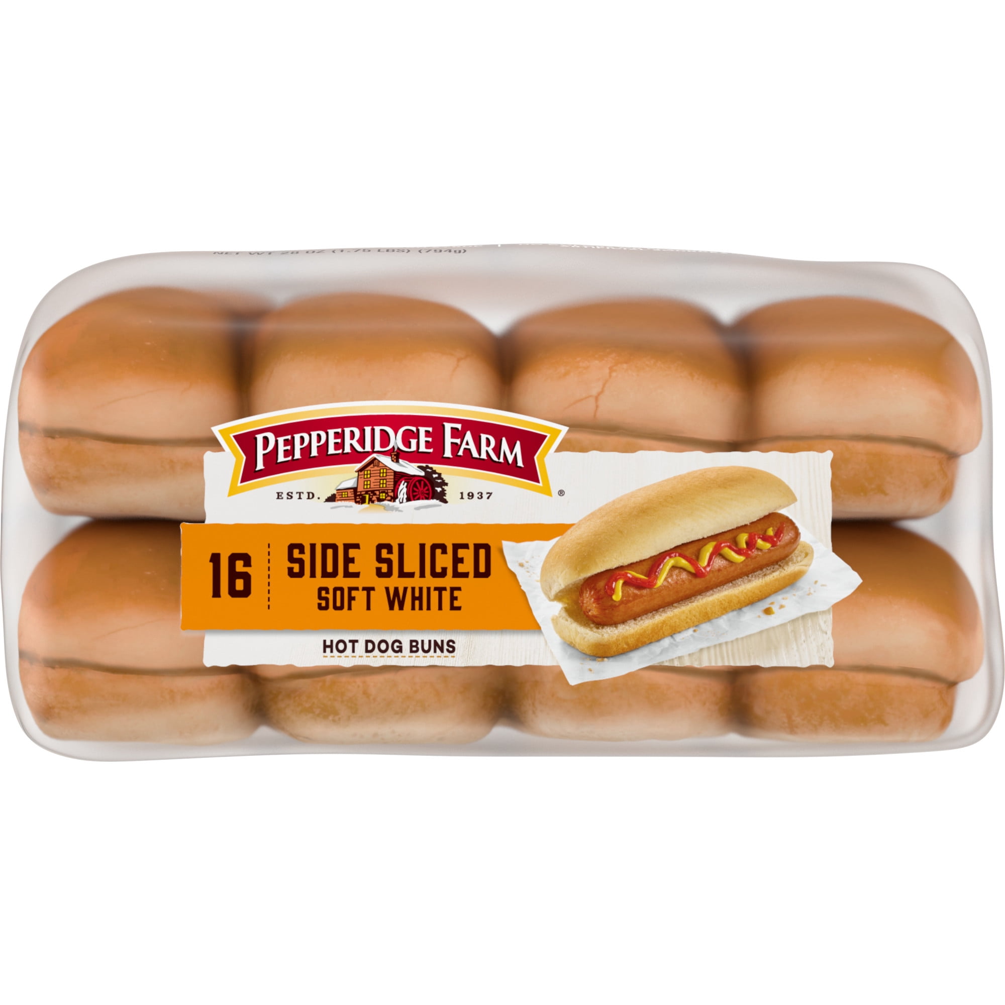 Pepperidge Farm Bakery Classics, Soft White Side Sliced Hot Dog Buns, 16-Pack Bag