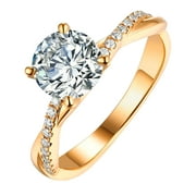 roliyen Women 925 Silver,Gold Ring White Rhinestone Wedding Jewelry Rings Size 5-11
