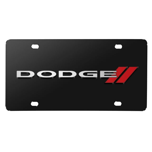 Dodge 3D Logo on Black Stainless Steel License Plate